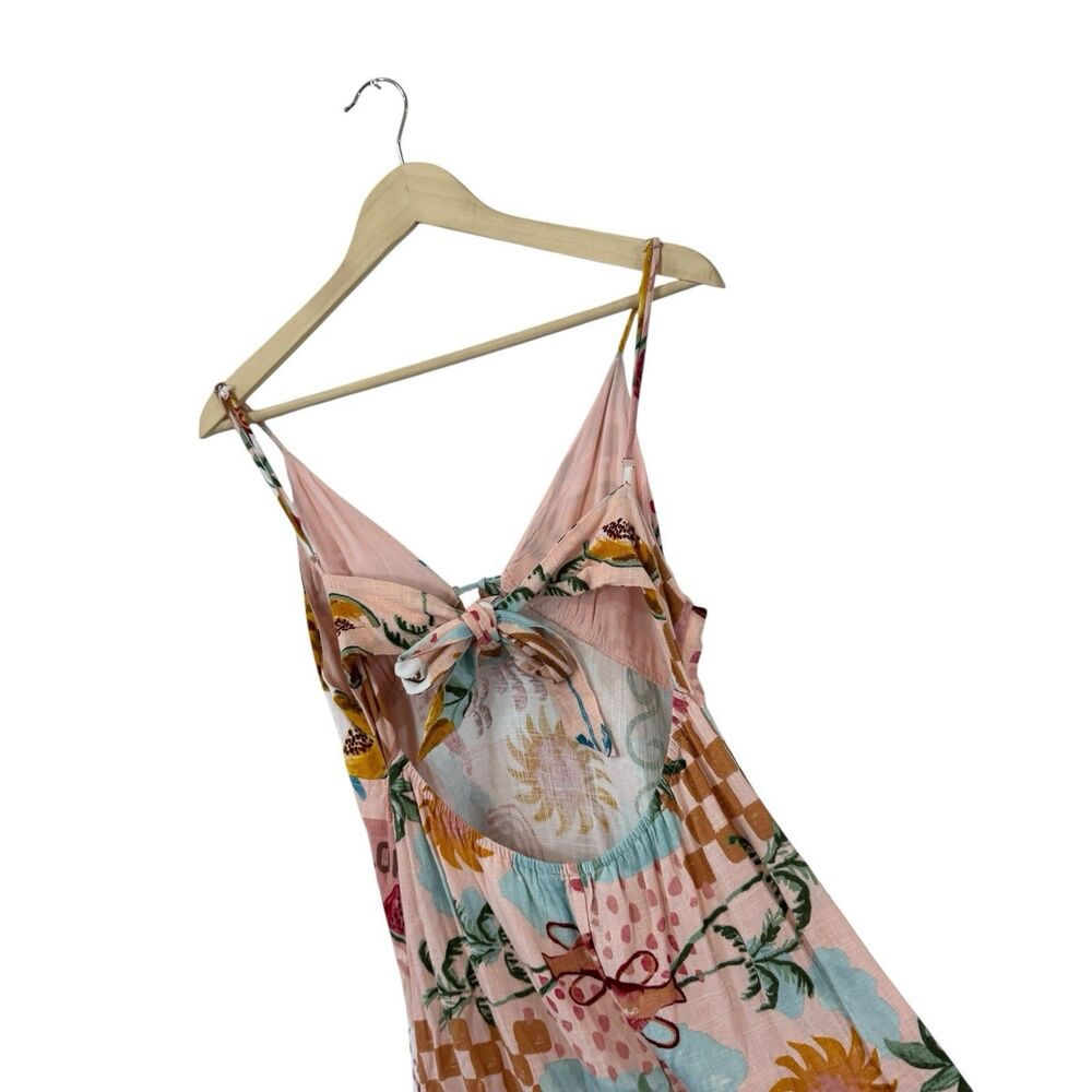 Anthropologie Paper Heart Large Fryit Fruit Maxi Dress Linen Blend Womens READ - Picture 14 of 14